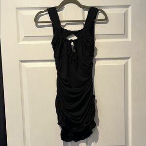 Black Ruched Sleeveless Dress